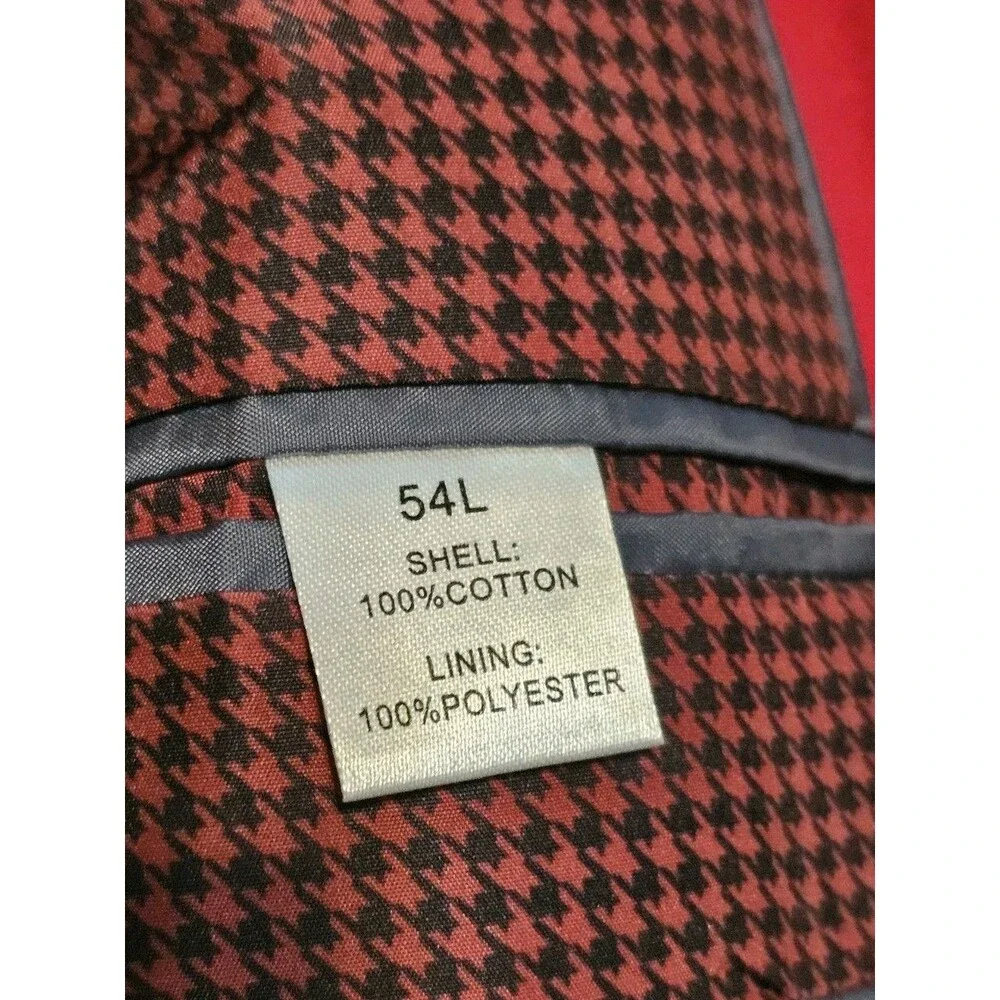 Madison Slim Fit Luxe Velvet Blazer Men's 54L Red Burgundy Jacket Coat Cotton